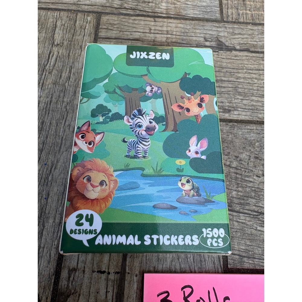JIXZEN Animal Stickers for Kids 3 Rolls 1500 PCS 24 Designs Scrapbooking Decor